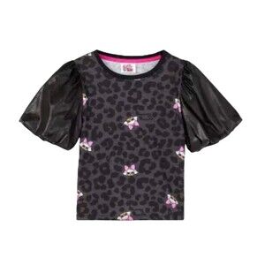 L.O.L. Surprise! Remix Top  Girls Size L (10-12)  Pleather Puff Sleeve T-Shirt